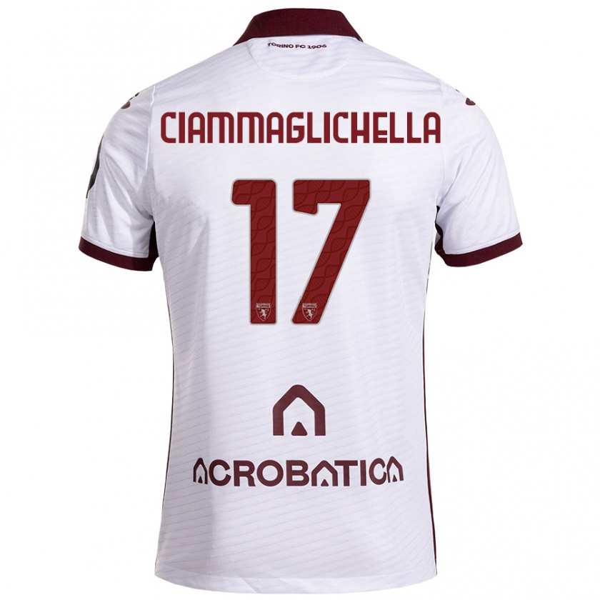 Kandiny Dames Aaron Ciammaglichella #17 Wit Kastanjebruin Uitshirt Uittenue 2024/25 T-Shirt België