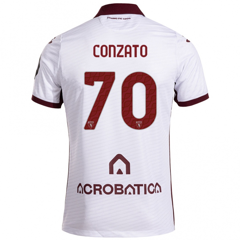 Kandiny Dames Filippo Conzato #70 Wit Kastanjebruin Uitshirt Uittenue 2024/25 T-Shirt