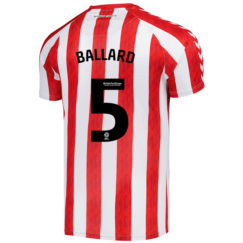 Kandiny Niño Camiseta Daniel Ballard #5 Rojo Blanco 1ª Equipación 2024/25 La Camisa