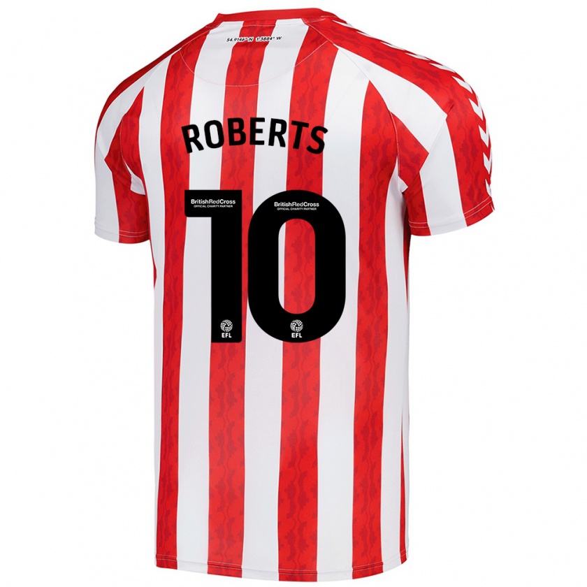 Kandiny Niño Camiseta Patrick Roberts #10 Rojo Blanco 1ª Equipación 2024/25 La Camisa