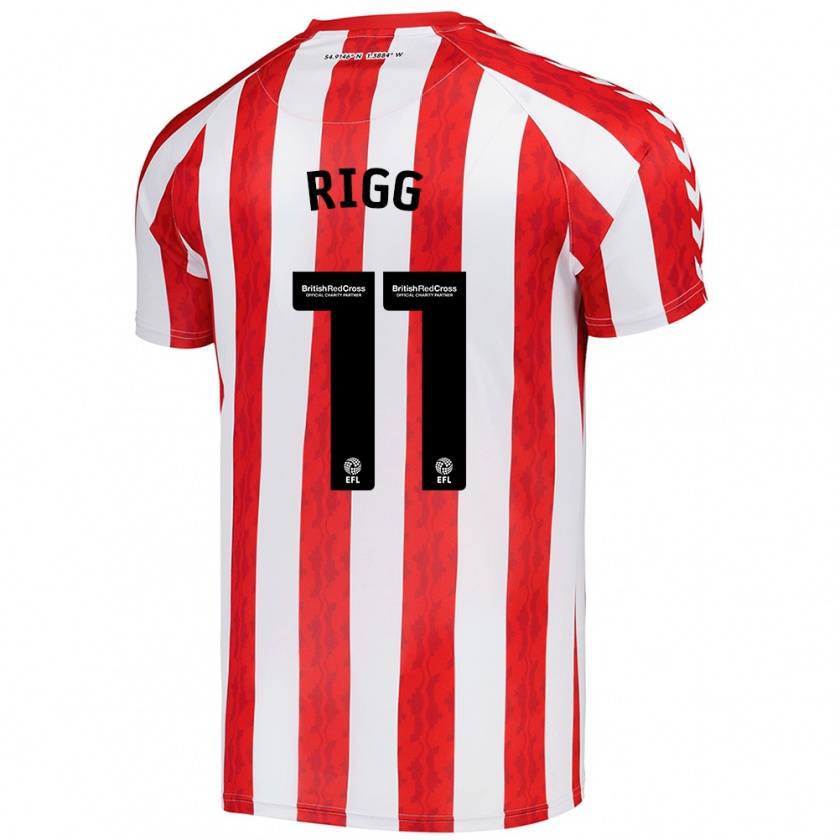 Kandiny Niño Camiseta Chris Rigg #11 Rojo Blanco 1ª Equipación 2024/25 La Camisa