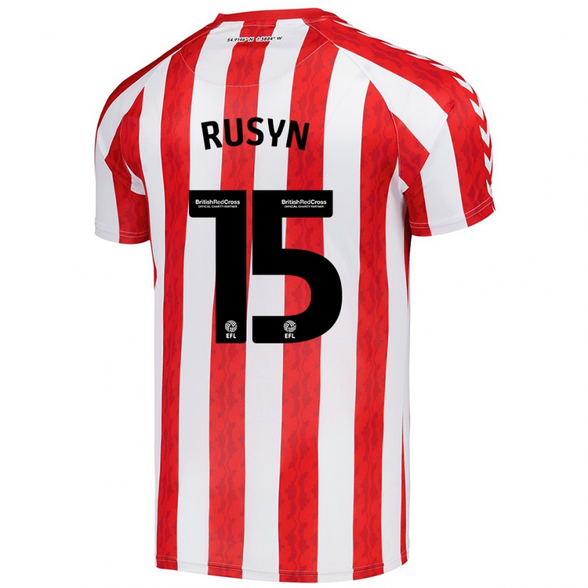 Kandiny Bambino Maglia Nazariy Rusyn #15 Rosso Bianco Kit Gara Home 2024/25 Maglietta