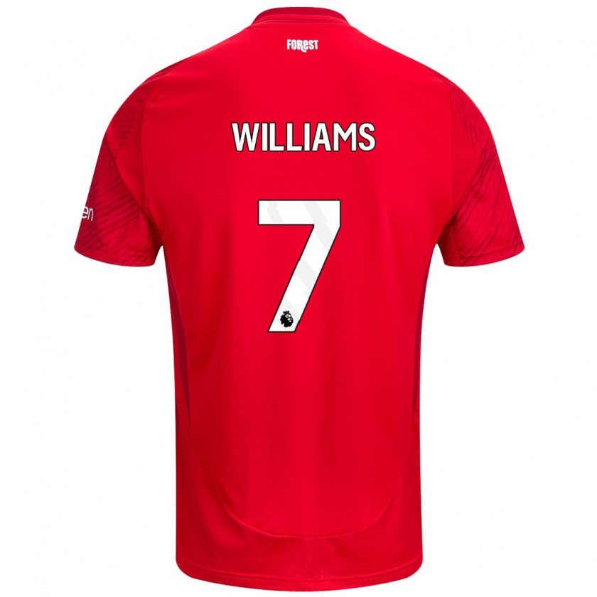 Kandiny Kinderen Neco Williams #7 Rood Wit Thuisshirt Thuistenue 2024/25 T-Shirt