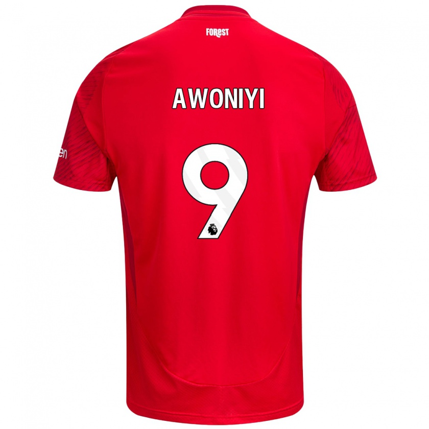 Kandiny Kinderen Taiwo Awoniyi #9 Rood Wit Thuisshirt Thuistenue 2024/25 T-Shirt