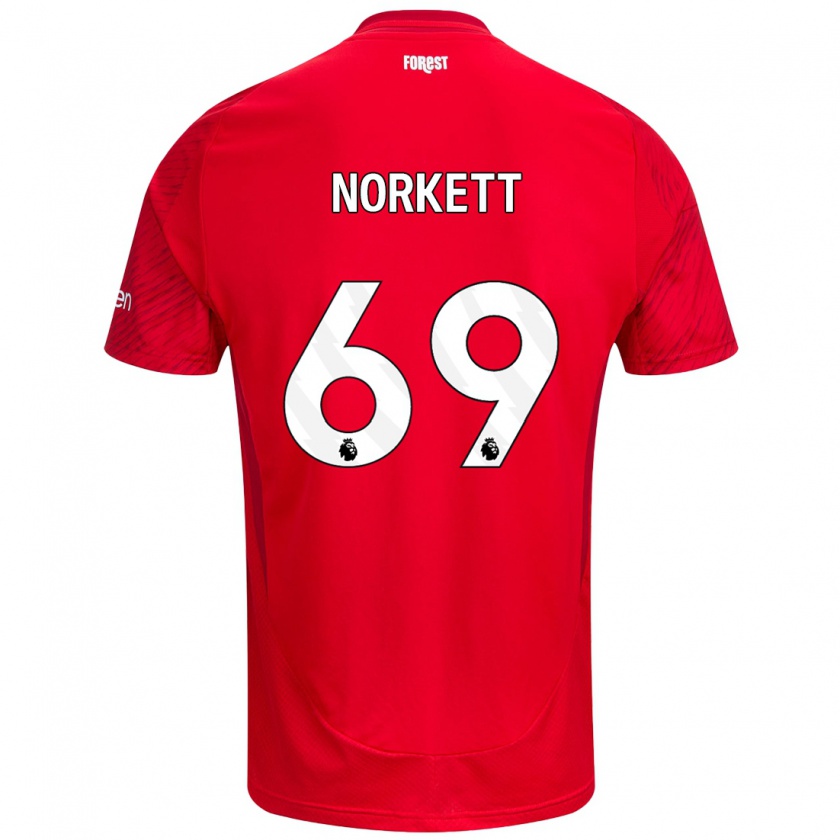 Kandiny Niño Camiseta Manni Norkett #69 Rojo Blanco 1ª Equipación 2024/25 La Camisa México