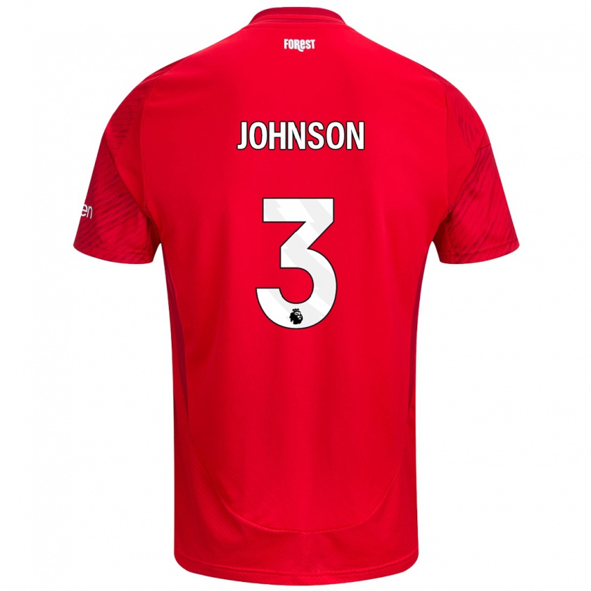 Kandiny Kinderen Nat Johnson #3 Rood Wit Thuisshirt Thuistenue 2024/25 T-Shirt