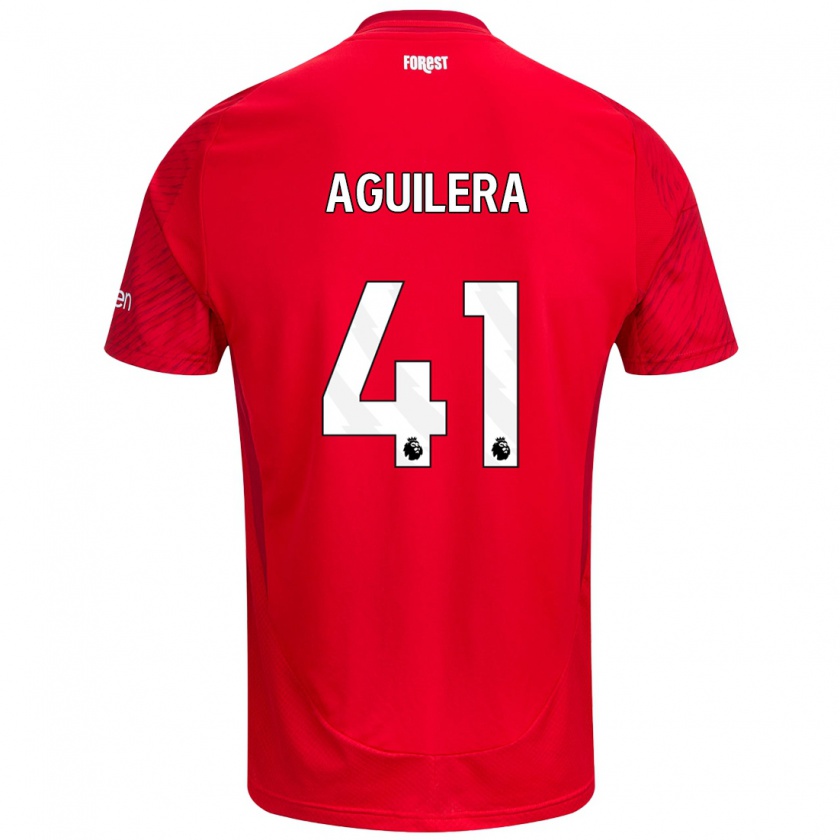 Kandiny Niño Camiseta Brandon Aguilera #41 Rojo Blanco 1ª Equipación 2024/25 La Camisa México