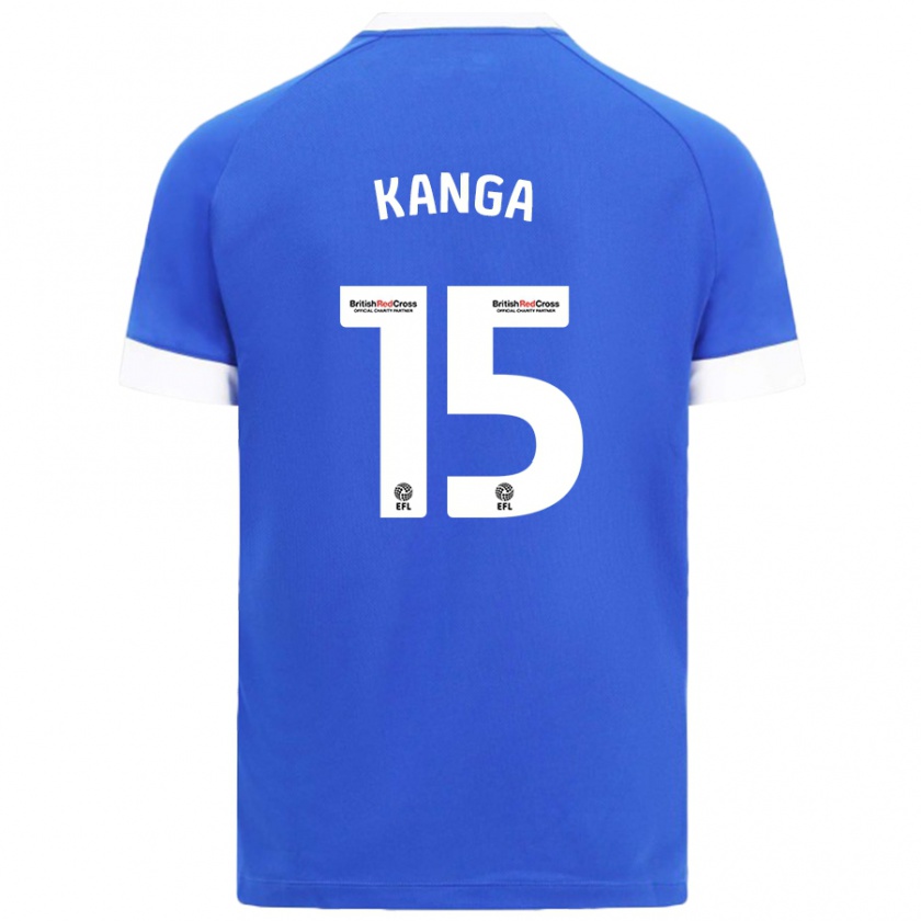 Kandiny Niño Camiseta Wilfried Kanga #15 Azul Cielo 1ª Equipación 2024/25 La Camisa