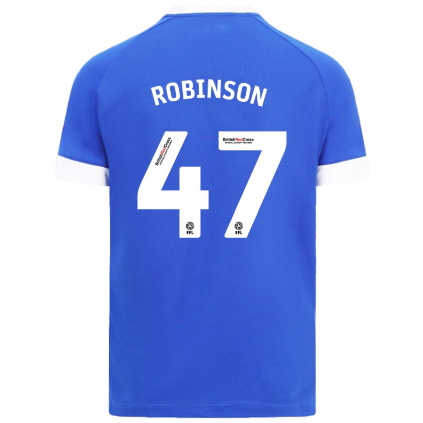 Kandiny Niño Camiseta Callum Robinson #47 Azul Cielo 1ª Equipación 2024/25 La Camisa