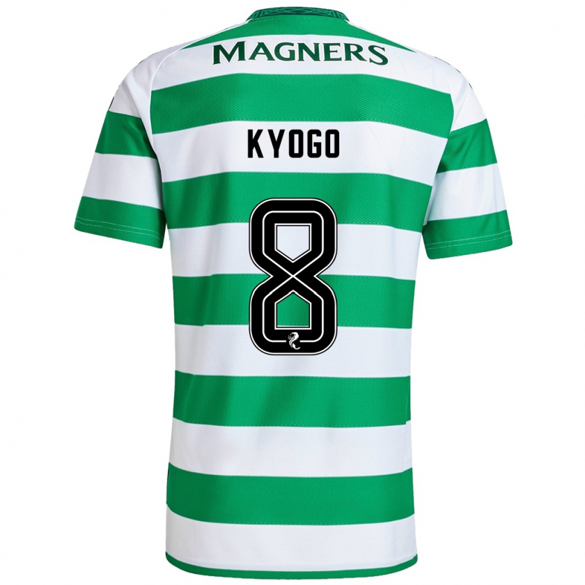 Kandiny Niño Camiseta Kyogo Furuhashi #8 Verde Blanco 1ª Equipación 2024/25 La Camisa