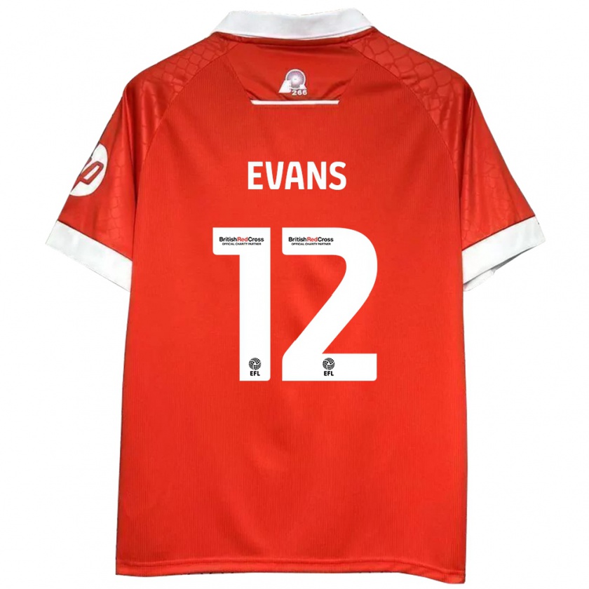 Kandiny Bambino Maglia George Evans #12 Rosso Bianco Kit Gara Home 2024/25 Maglietta