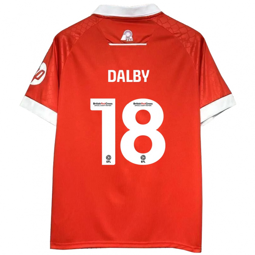 Kandiny Niño Camiseta Sam Dalby #18 Rojo Blanco 1ª Equipación 2024/25 La Camisa