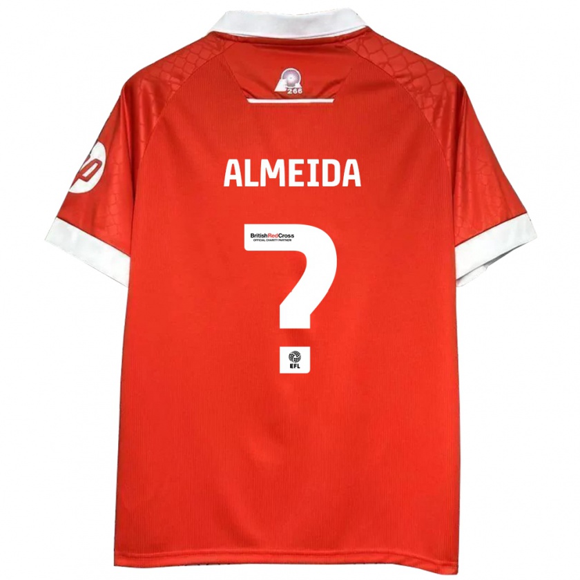 Kandiny Niño Camiseta Daymeon Almeida #0 Rojo Blanco 1ª Equipación 2024/25 La Camisa