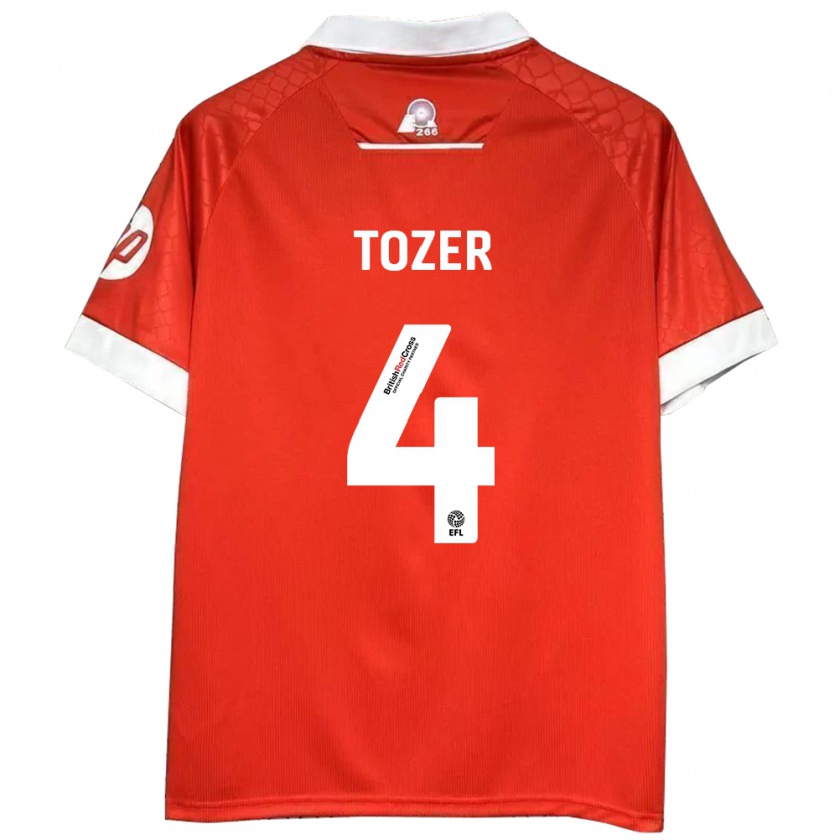 Kandiny Kinderen Ben Tozer #4 Rood Wit Thuisshirt Thuistenue 2024/25 T-Shirt