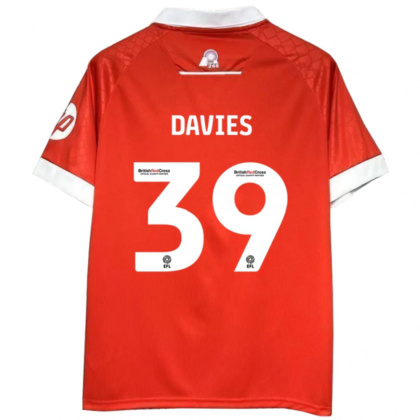 Kandiny Niño Camiseta Daniel Davies #39 Rojo Blanco 1ª Equipación 2024/25 La Camisa