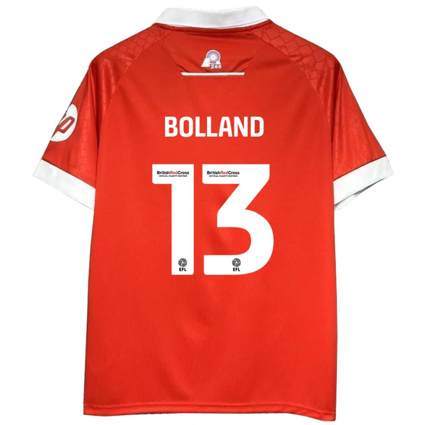 Kandiny Niño Camiseta Charlotte Bolland #13 Rojo Blanco 1ª Equipación 2024/25 La Camisa México