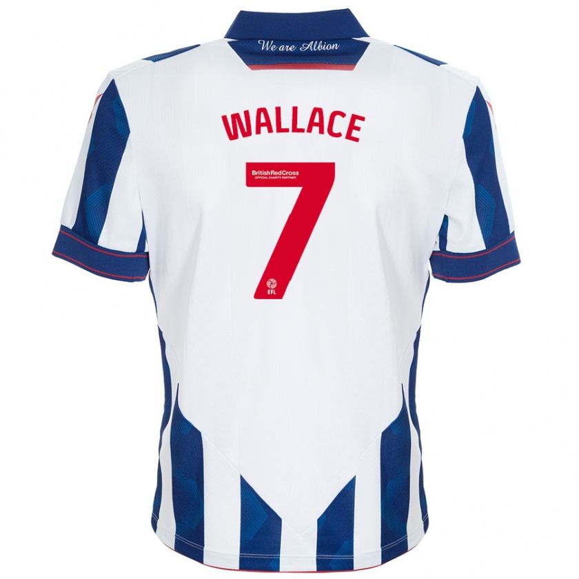 Kandiny Kinderen Jed Wallace #7 Wit Donkerblauw Thuisshirt Thuistenue 2024/25 T-Shirt België