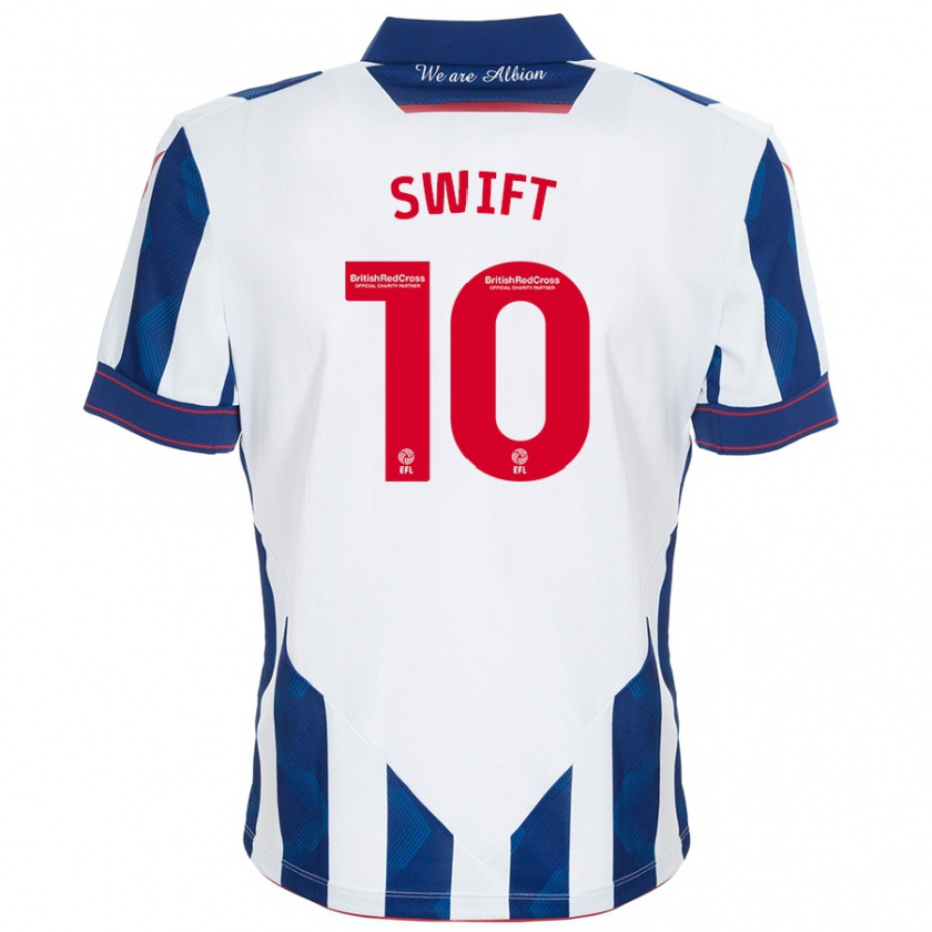 Kandiny Bambino Maglia John Swift #10 Bianco Blu Scuro Kit Gara Home 2024/25 Maglietta