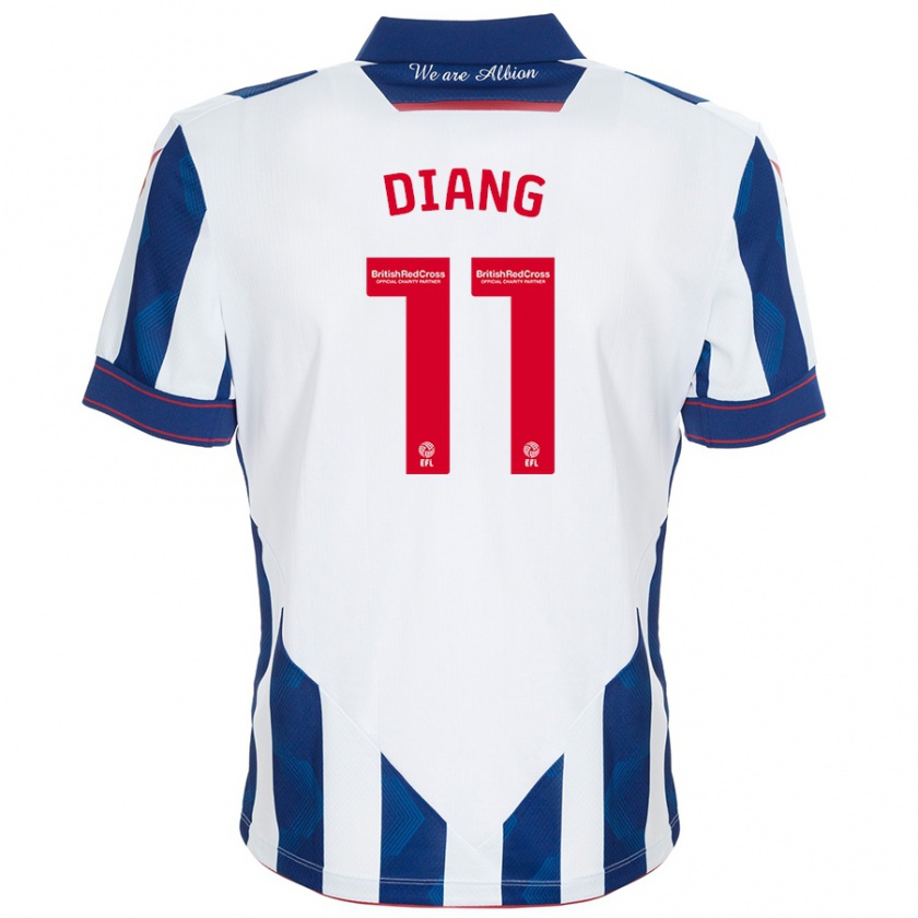 Kandiny Bambino Maglia Grady Diangana #11 Bianco Blu Scuro Kit Gara Home 2024/25 Maglietta