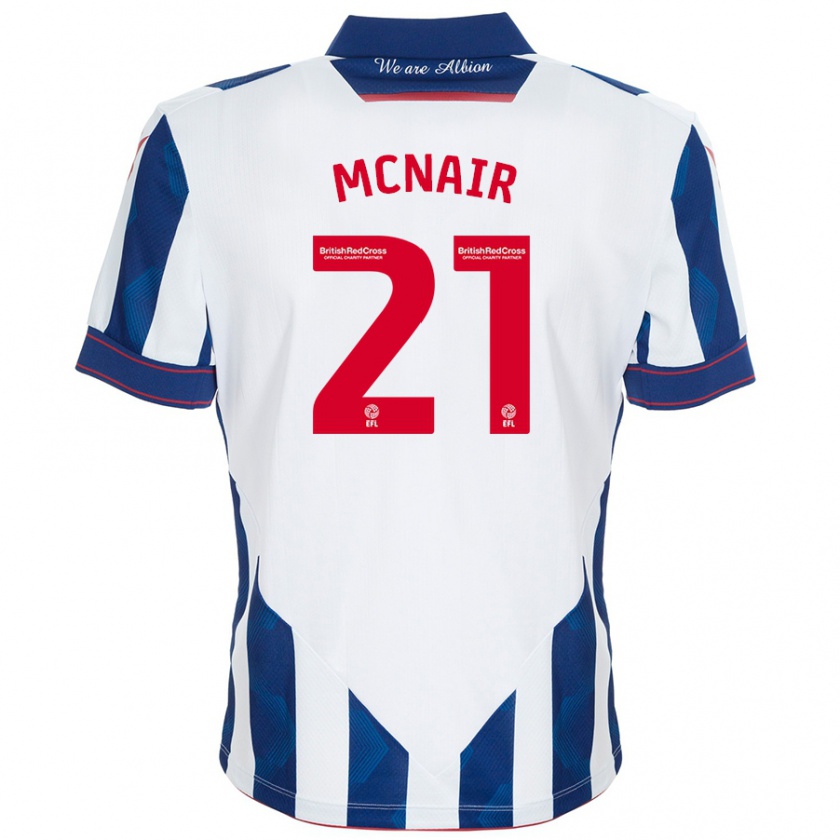 Kandiny Bambino Maglia Paddy Mcnair #21 Bianco Blu Scuro Kit Gara Home 2024/25 Maglietta