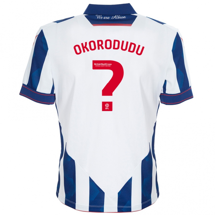 Kandiny Kinderen Adam Okorodudu #0 Wit Donkerblauw Thuisshirt Thuistenue 2024/25 T-Shirt België