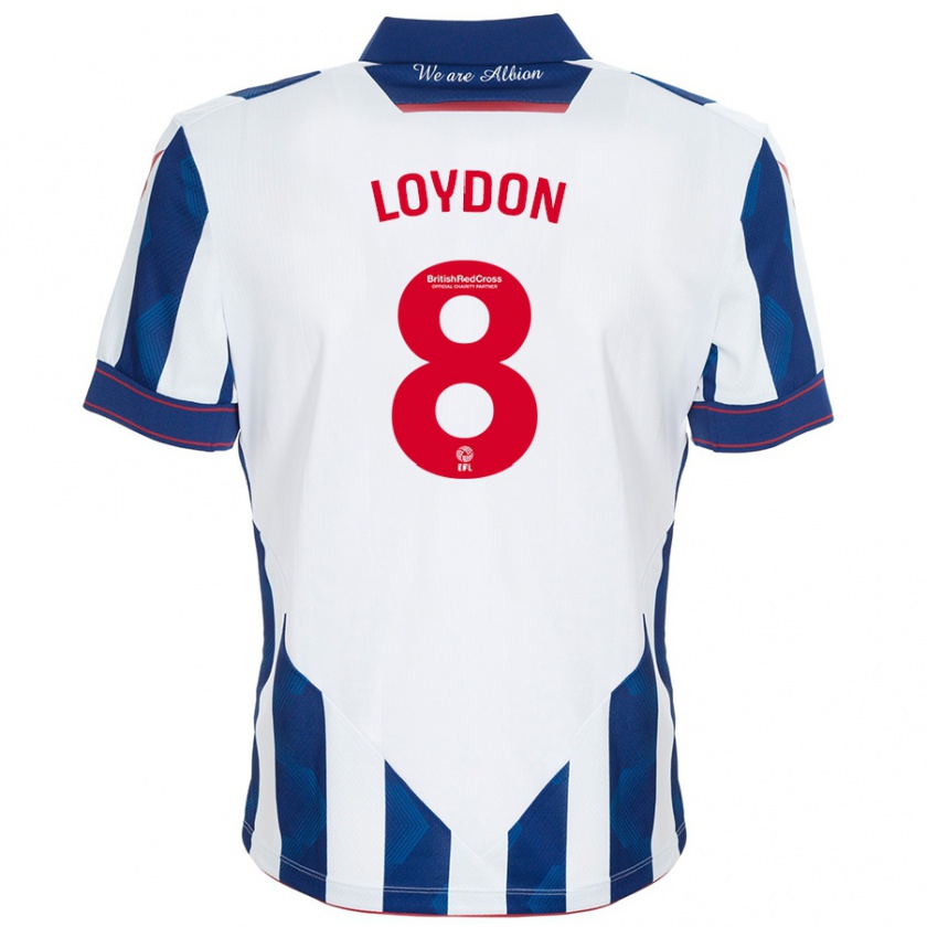 Kandiny Bambino Maglia Abi Loydon #8 Bianco Blu Scuro Kit Gara Home 2024/25 Maglietta