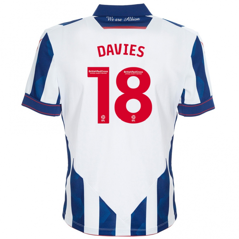 Kandiny Bambino Maglia Jessica Davies #18 Bianco Blu Scuro Kit Gara Home 2024/25 Maglietta