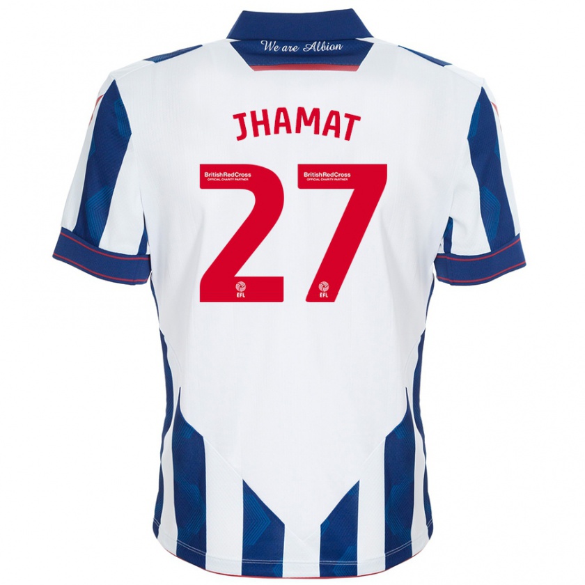 Kandiny Bambino Maglia Simran Jhamat #27 Bianco Blu Scuro Kit Gara Home 2024/25 Maglietta