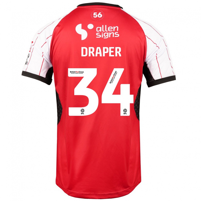 Kandiny Niño Camiseta Freddie Draper #34 Blanco 1ª Equipación 2024/25 La Camisa