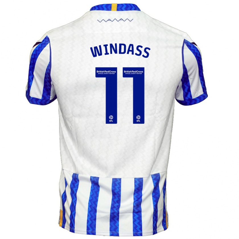 Kandiny Niño Camiseta Josh Windass #11 Azul Blanco 1ª Equipación 2024/25 La Camisa