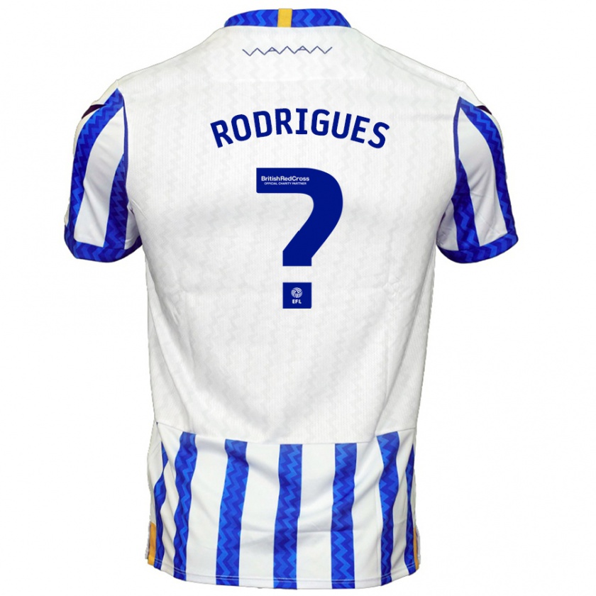 Kandiny Bambino Maglia Carlos Rodrigues #0 Blu Bianco Kit Gara Home 2024/25 Maglietta