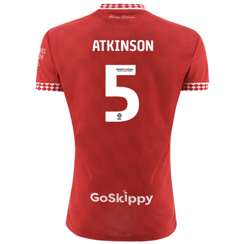 Kandiny Kinderen Rob Atkinson #5 Rood Thuisshirt Thuistenue 2024/25 T-Shirt