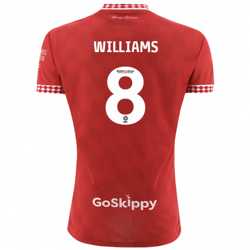 Kandiny Kinderen Joe Williams #8 Rood Thuisshirt Thuistenue 2024/25 T-Shirt