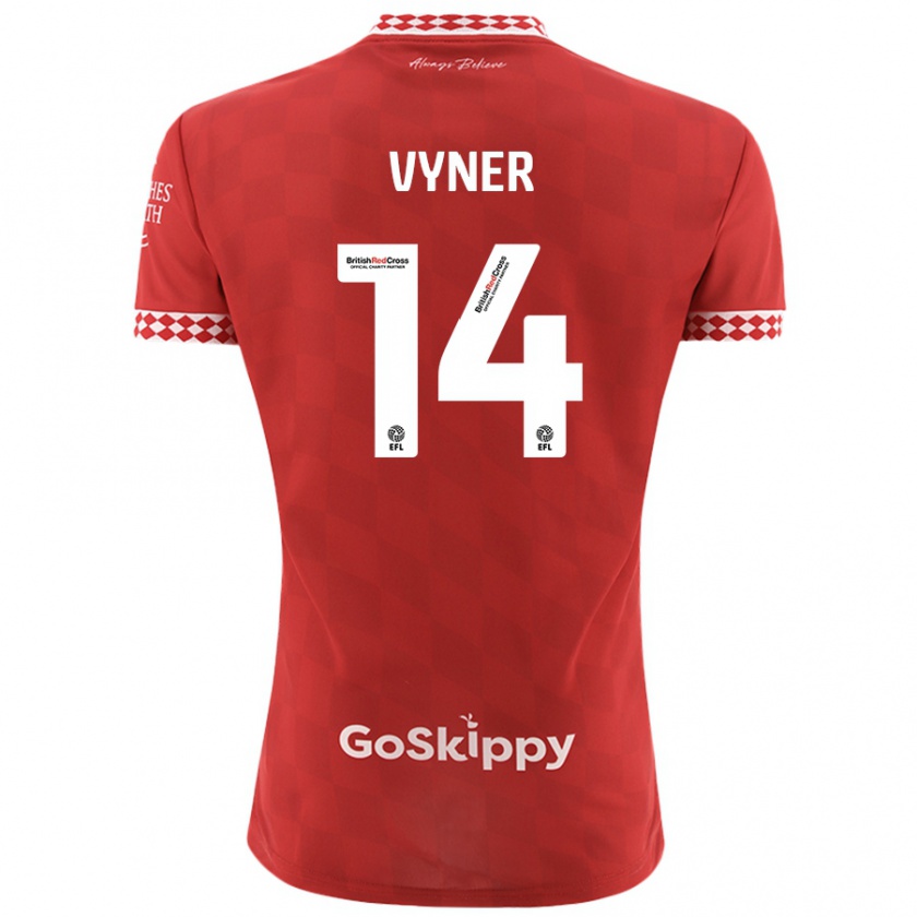 Kandiny Kinderen Zak Vyner #14 Rood Thuisshirt Thuistenue 2024/25 T-Shirt