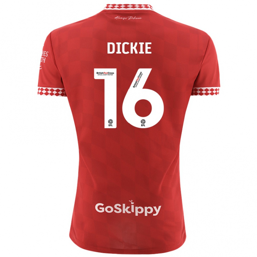 Kandiny Kinderen Rob Dickie #16 Rood Thuisshirt Thuistenue 2024/25 T-Shirt