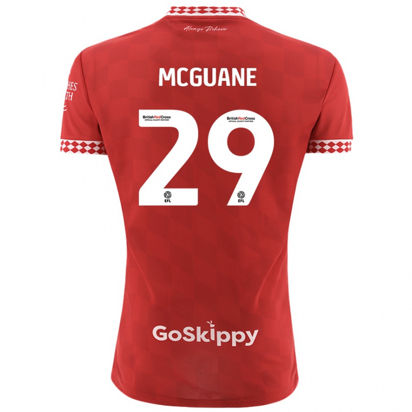 Kandiny Kinderen Marcus Mcguane #29 Rood Thuisshirt Thuistenue 2024/25 T-Shirt België