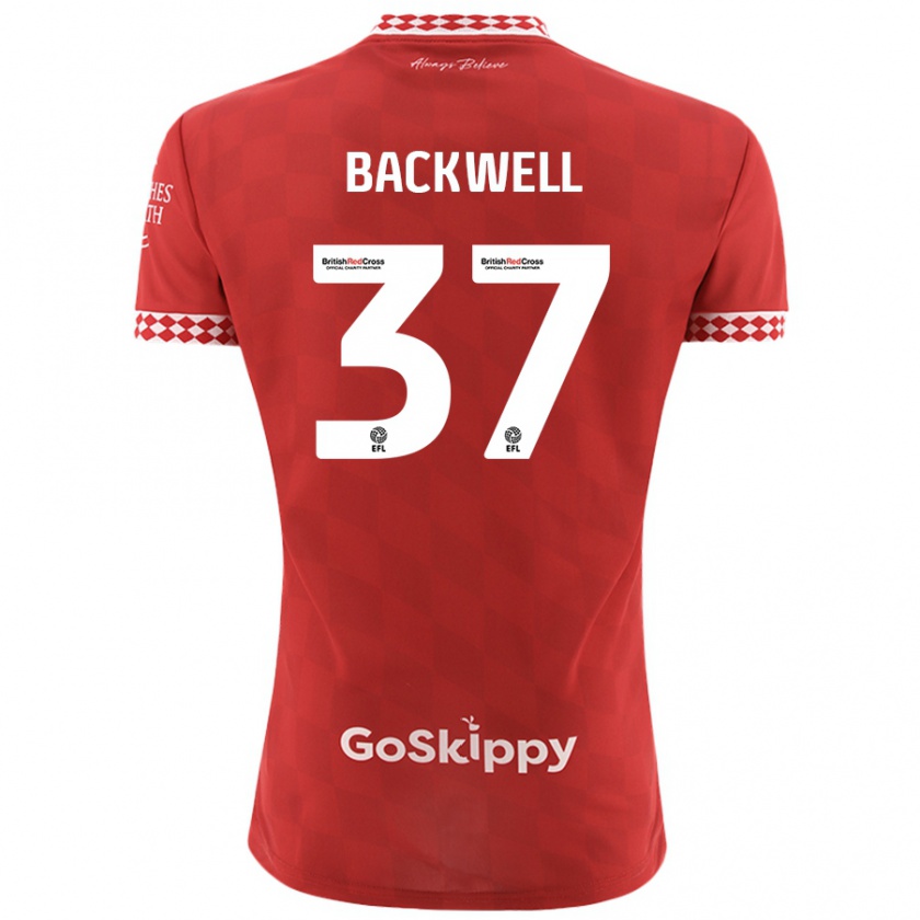 Kandiny Kinderen Tommy Backwell #37 Rood Thuisshirt Thuistenue 2024/25 T-Shirt