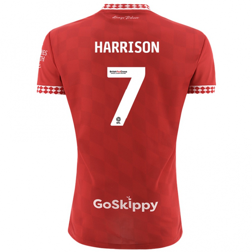 Kandiny Kinderen Abi Harrison #7 Rood Thuisshirt Thuistenue 2024/25 T-Shirt