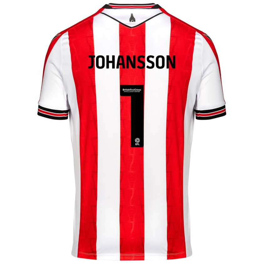 Kandiny Kinderen Viktor Johansson #1 Rood Wit Thuisshirt Thuistenue 2024/25 T-Shirt