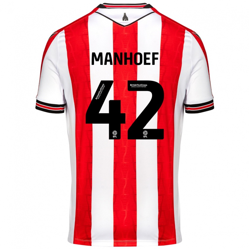 Kandiny Kinderen Million Manhoef #42 Rood Wit Thuisshirt Thuistenue 2024/25 T-Shirt