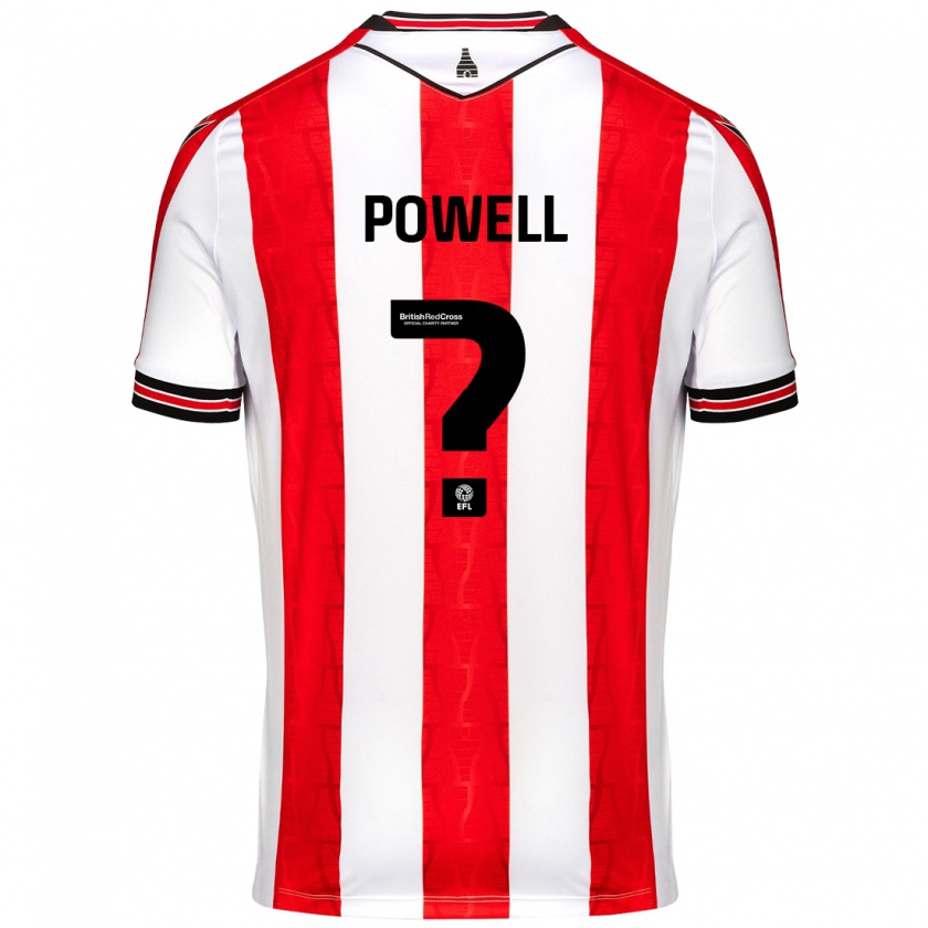 Kandiny Kinderen Owen Powell #0 Rood Wit Thuisshirt Thuistenue 2024/25 T-Shirt