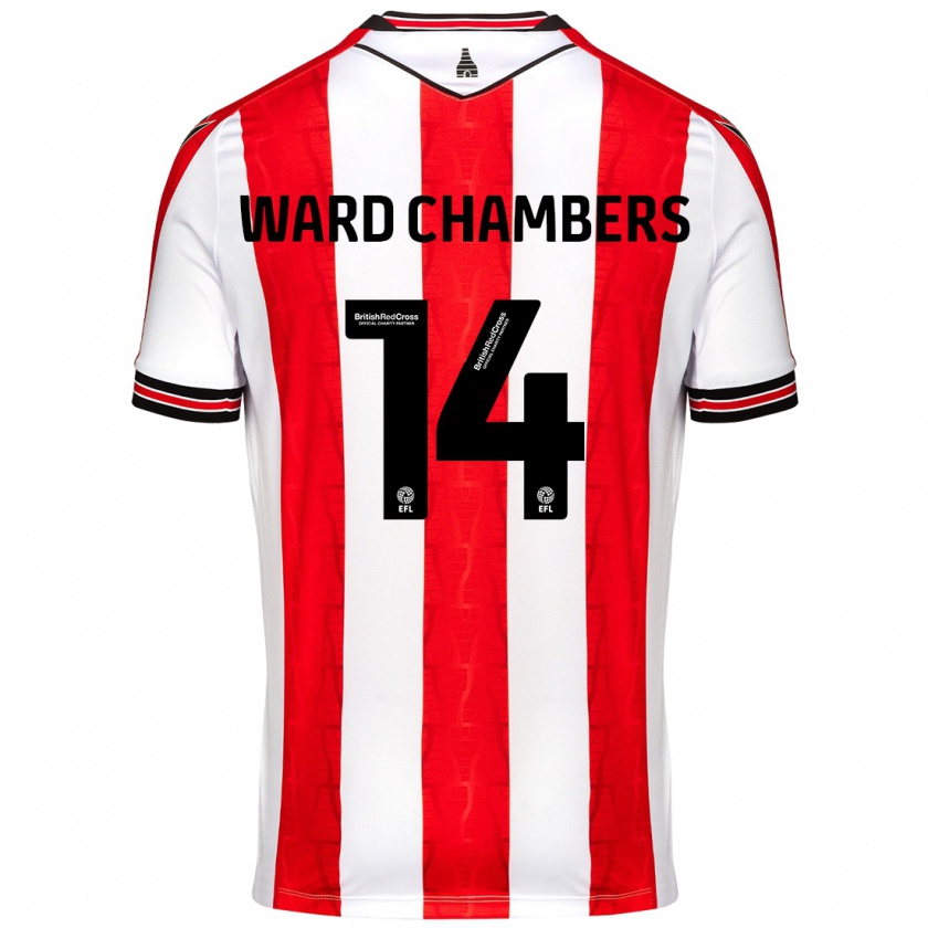 Kandiny Kinderen Courtnay Ward-Chambers #14 Rood Wit Thuisshirt Thuistenue 2024/25 T-Shirt