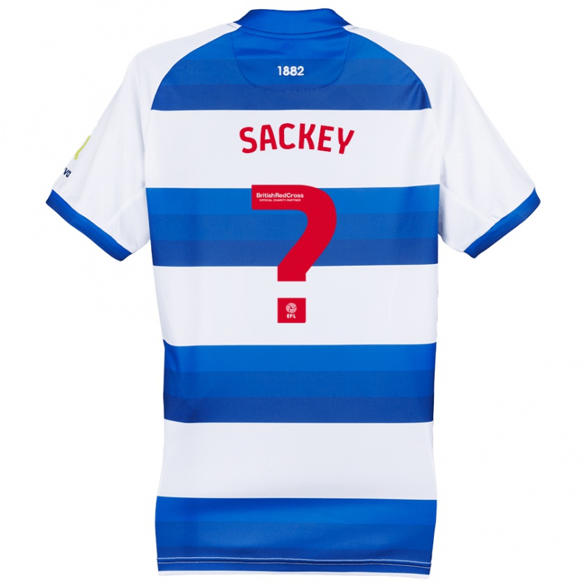 Kandiny Bambino Maglia Samuel Sackey #0 Bianco Blu Kit Gara Home 2024/25 Maglietta