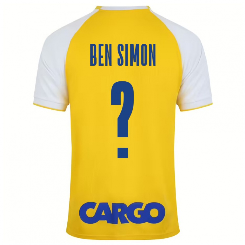 Kandiny Niño Camiseta Ilay Ben Simon #0 Amarillo Blanco 1ª Equipación 2024/25 La Camisa