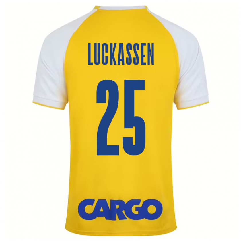 Kandiny Bambino Maglia Derrick Luckassen #25 Giallo Bianco Kit Gara Home 2024/25 Maglietta