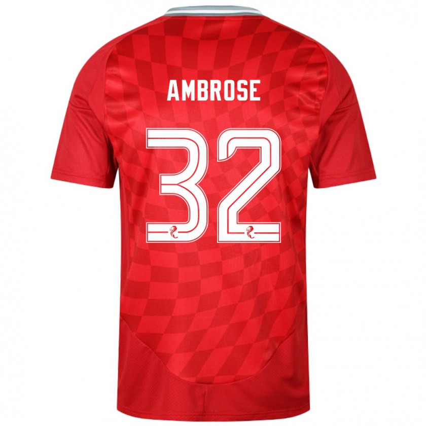 Kandiny Kinderen Peter Ambrose #32 Rood Thuisshirt Thuistenue 2024/25 T-Shirt België