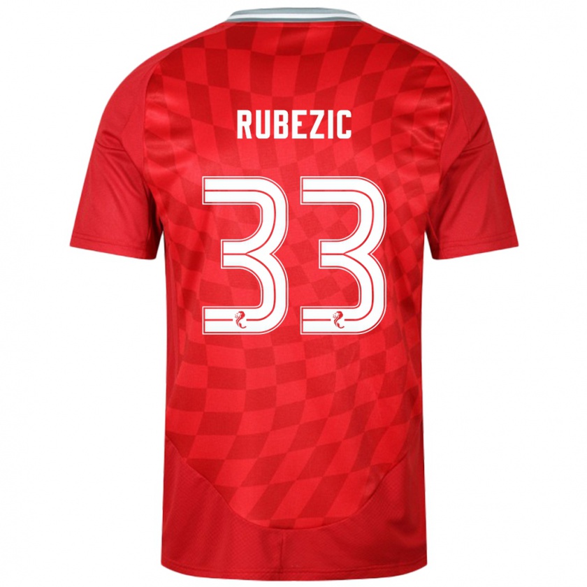 Kandiny Niño Camiseta Slobodan Rubezic #33 Rojo 1ª Equipación 2024/25 La Camisa