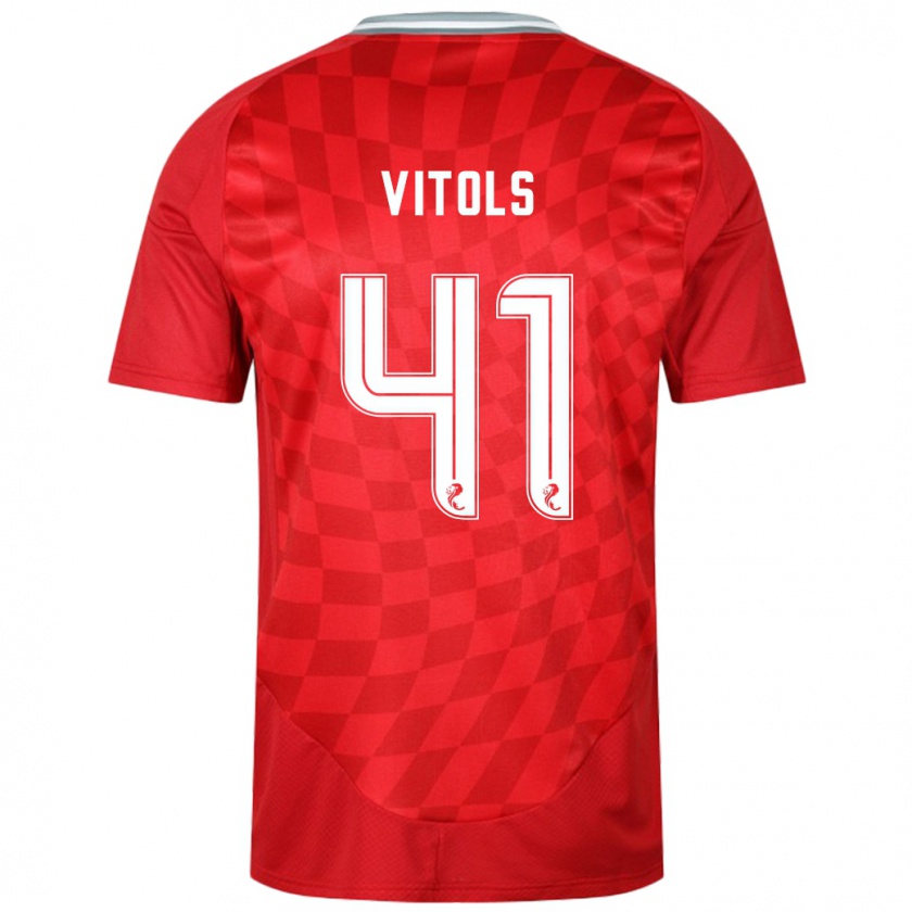 Kandiny Kinderen Rodrigo Vitols #41 Rood Thuisshirt Thuistenue 2024/25 T-Shirt