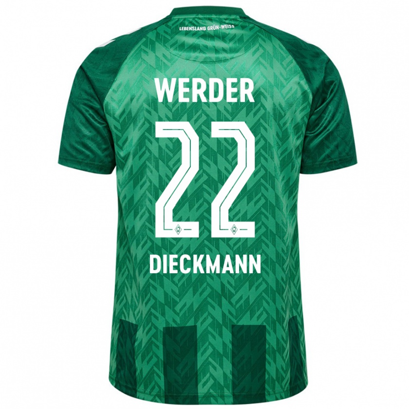 Kandiny Bambino Maglia Rieke Dieckmann #22 Verde Kit Gara Home 2024/25 Maglietta