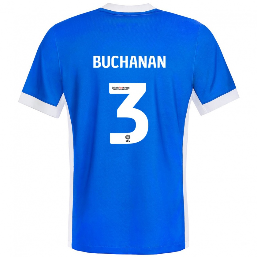 Kandiny Niño Camiseta Lee Buchanan #3 Azul Blanco 1ª Equipación 2024/25 La Camisa